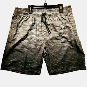 Men's Sz L New NWOT Ombre Drawstring Swim Shorts Blue and Gray